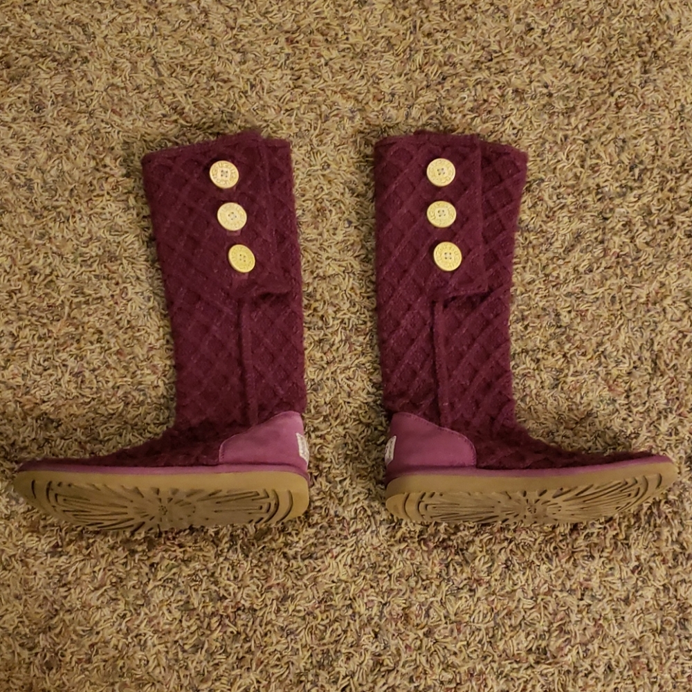 Rare Ugg Knit Maroon Boots